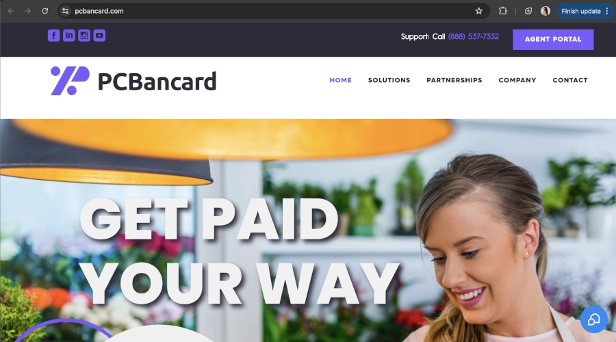 Screen Capture of Platinum Choice Bancard Homepage