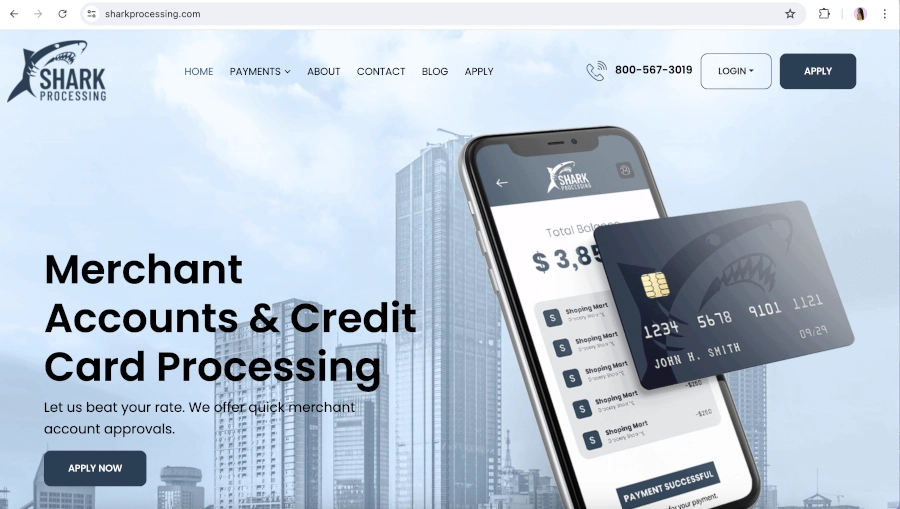 Screen Capture of Shark Processing Homepage