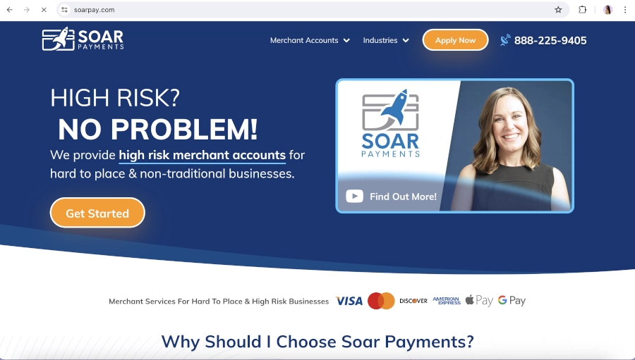 Screen Capture of Soar Payments Homepage