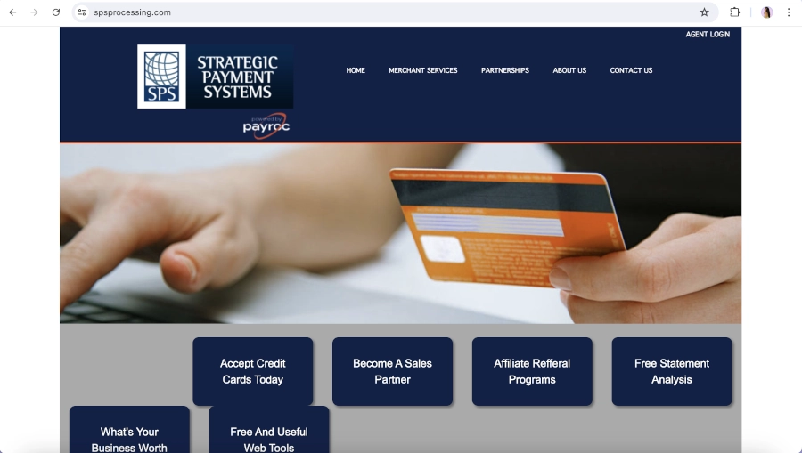 Screen Capture of Payment Systems Homepage