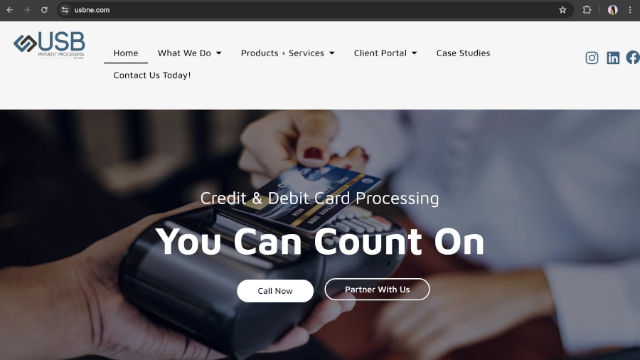 Screen Capture of USB Payment Processing Homepage