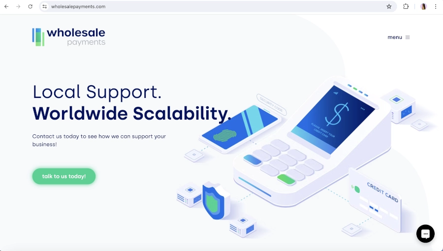 Screen Capture of Wholesale Payments Homepage