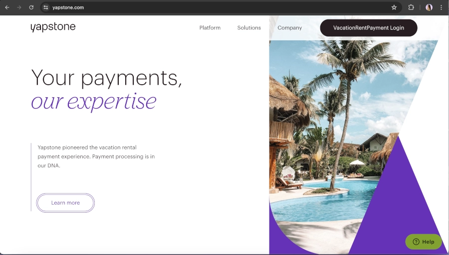 Screen Capture of Yapstone Homepage