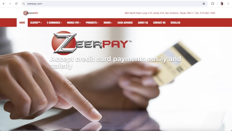 Screen Capture of ZeerPay Homepage