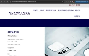 Screen Capture for Advantage Payment Processing Homepage