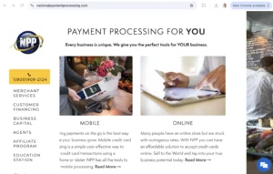 Screen Capture of National Payment Processing Homepage