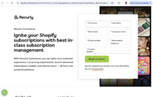 Screen Capture of Recurly Homepage