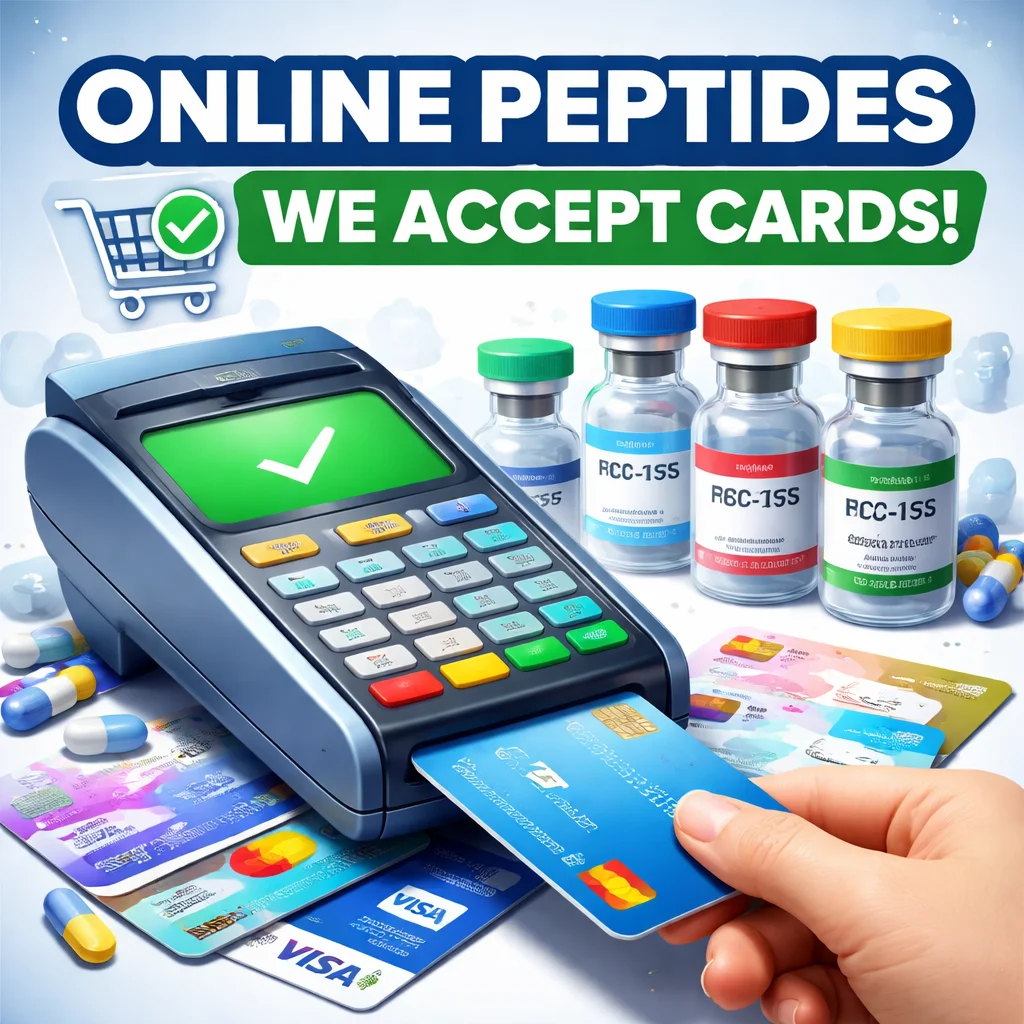 an image depicting an online peptide seller accepting a card payment