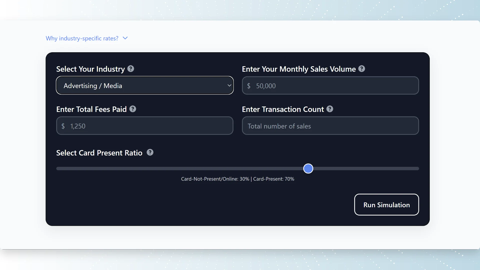 Processing Cost Simulator