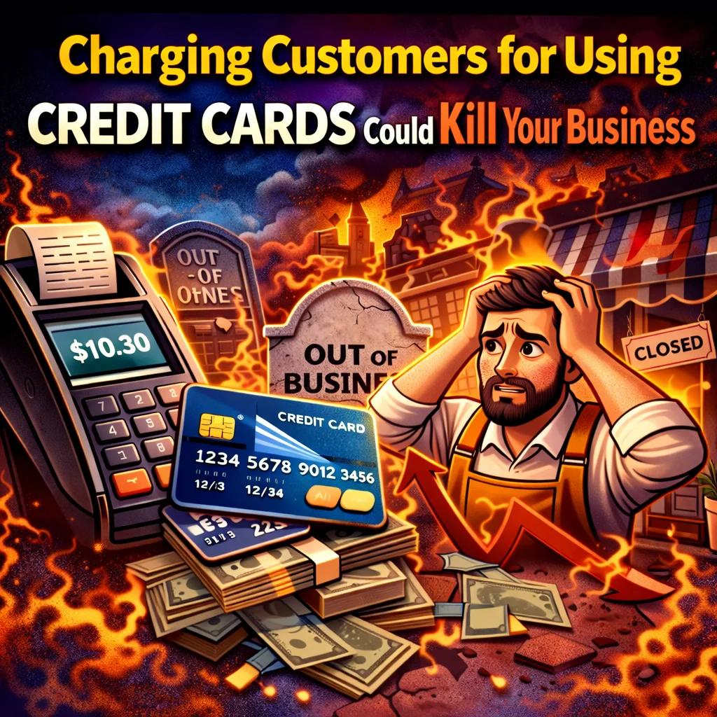 a cartoon graphic of a business burning down