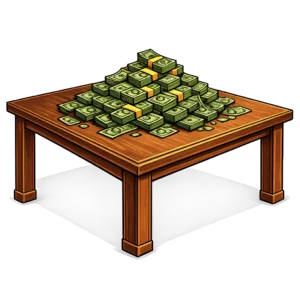 Pile of money left on the table